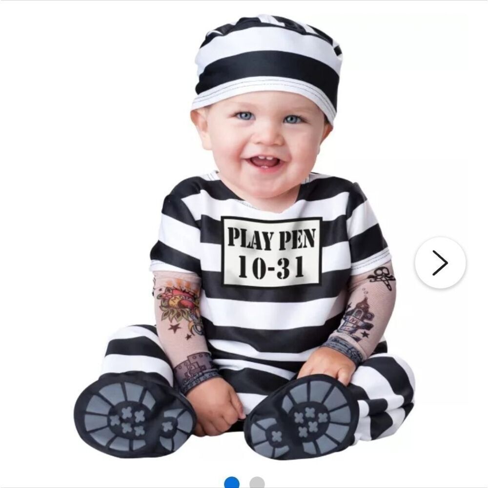 In Character Baby Time Out Convict Prisoner Jail Inmate Costume XS 0-6 Months